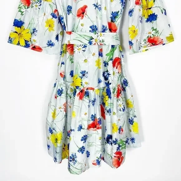 Pearl by Lela Rose Floral Poplin Flounce Hem Dress - Picture 10 of 12